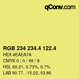 カラーコード: RGB 234 234.4 122.4 | qconv.com