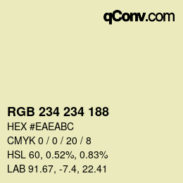 Código de color: RGB 234 234 188 | qconv.com