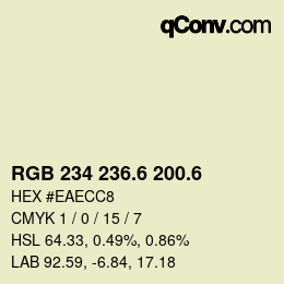 カラーコード: RGB 234 236.6 200.6 | qconv.com