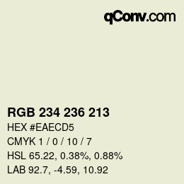 Color code: RGB 234 236 213 | qconv.com