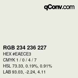 Código de color: RGB 234 236 227 | qconv.com