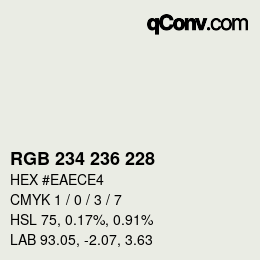 Code couleur: RGB 234 236 228 | qconv.com