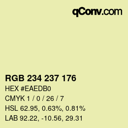 Farbcode: RGB 234 237 176 | qconv.com
