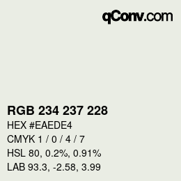 颜色代码: RGB 234 237 228 | qconv.com