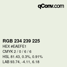 Color code: RGB 234 239 225 | qconv.com