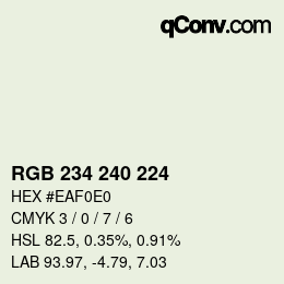 Color code: RGB 234 240 224 | qconv.com