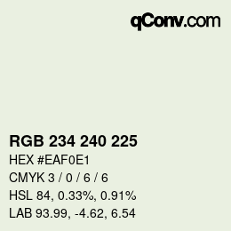 カラーコード: RGB 234 240 225 | qconv.com