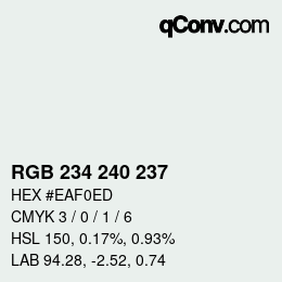 Color code: RGB 234 240 237 | qconv.com