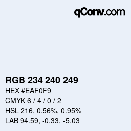 Color code: RGB 234 240 249 | qconv.com