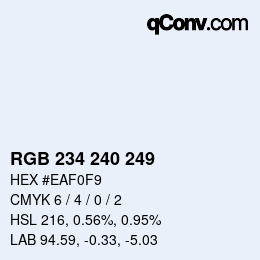 Color code: RGBA 234 240 249 1 | qconv.com