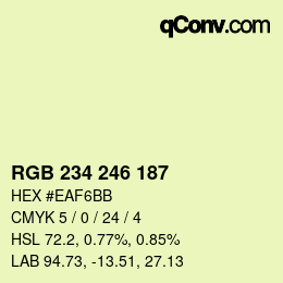 Color code: RGB 234 246 187 | qconv.com