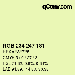 Color code: RGB 234 247 181 | qconv.com
