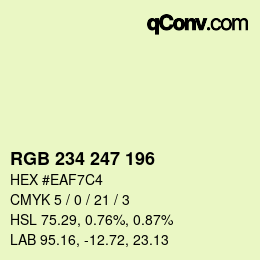 颜色代码: RGB 234 247 196 | qconv.com