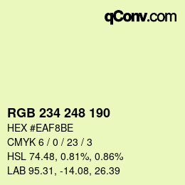 カラーコード: RGB 234 248 190 | qconv.com