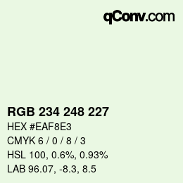 颜色代码: RGB 234 248 227 | qconv.com