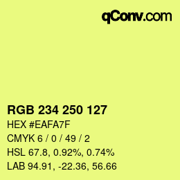 Color code: RGB 234 250 127 | qconv.com