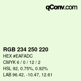 Farbcode: RGB 234 250 220 | qconv.com
