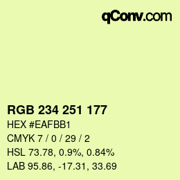 Color code: RGB 234 251 177 | qconv.com