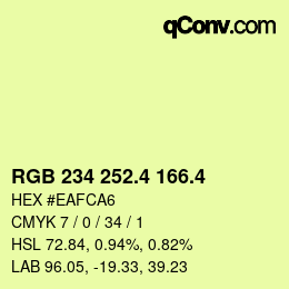 カラーコード: RGB 234 252.4 166.4 | qconv.com