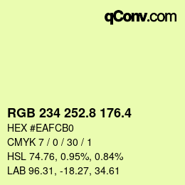 カラーコード: RGB 234 252.8 176.4 | qconv.com