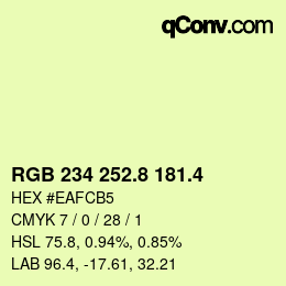カラーコード: RGB 234 252.8 181.4 | qconv.com