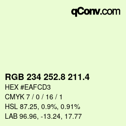 カラーコード: RGB 234 252.8 211.4 | qconv.com