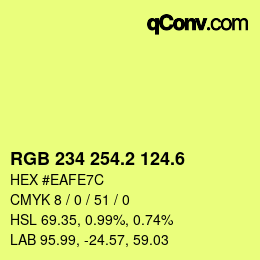 カラーコード: RGB 234 254.2 124.6 | qconv.com