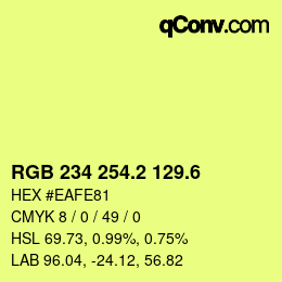 カラーコード: RGB 234 254.2 129.6 | qconv.com