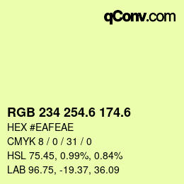 カラーコード: RGB 234 254.6 174.6 | qconv.com