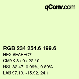 カラーコード: RGB 234 254.6 199.6 | qconv.com