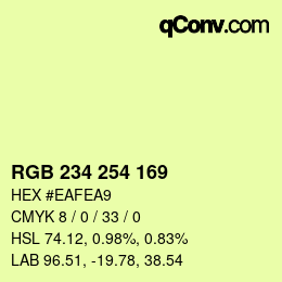 カラーコード: RGB 234 254 169 | qconv.com