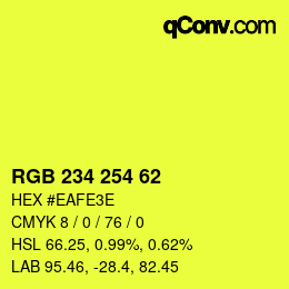Color code: RGB 234 254 62 | qconv.com