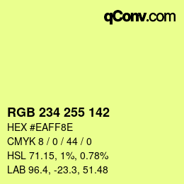 Color code: RGB 234 255 142 | qconv.com