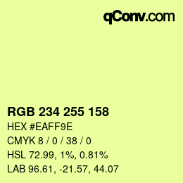 Color code: RGB 234 255 158 | qconv.com