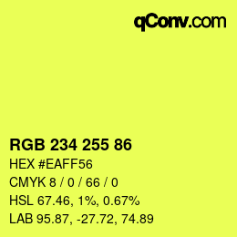 Farbcode: RGB 234 255 86 | qconv.com