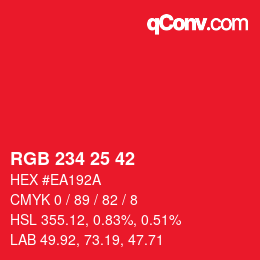 カラーコード: RGB 234 25 42 | qconv.com
