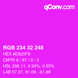 Color code: RGB 234 32 248 | qconv.com