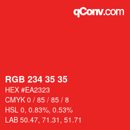 Code couleur: RGB 234 35 35 | qconv.com