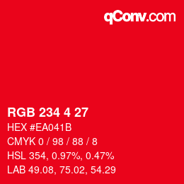 Color code: RGB 234 4 27 | qconv.com