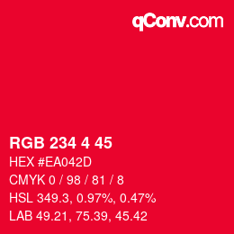 Color code: RGB 234 4 45 | qconv.com