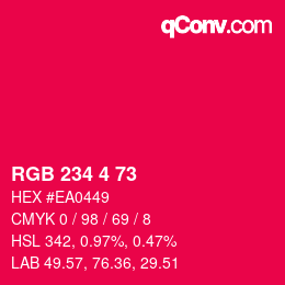 Color code: RGB 234 4 73 | qconv.com