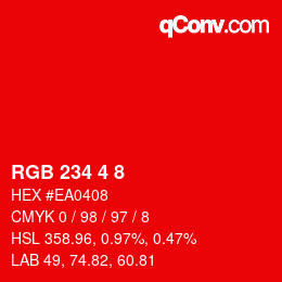 Color code: RGB 234 4 8 | qconv.com