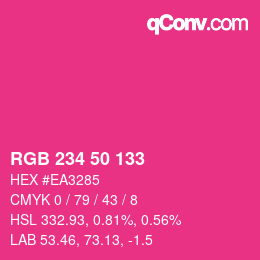 カラーコード: RGB 234 50 133 | qconv.com