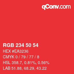 カラーコード: RGB 234 50 54 | qconv.com