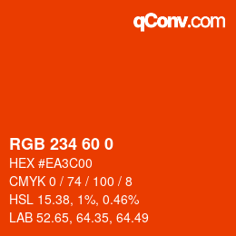 カラーコード: RGB 234 60 0 | qconv.com