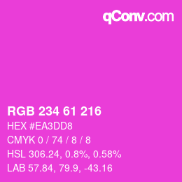 カラーコード: RGB 234 61 216 | qconv.com