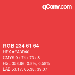 Color code: RGB 234 61 64 | qconv.com