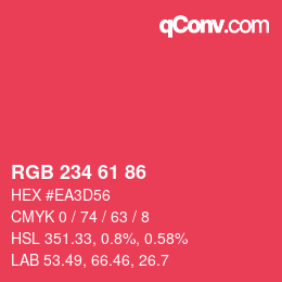 Color code: RGB 234 61 86 | qconv.com
