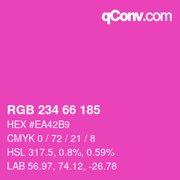カラーコード: RGB 234 66 185 | qconv.com