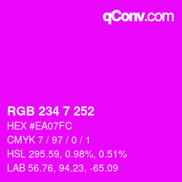 Color code: RGB 234 7 252 | qconv.com